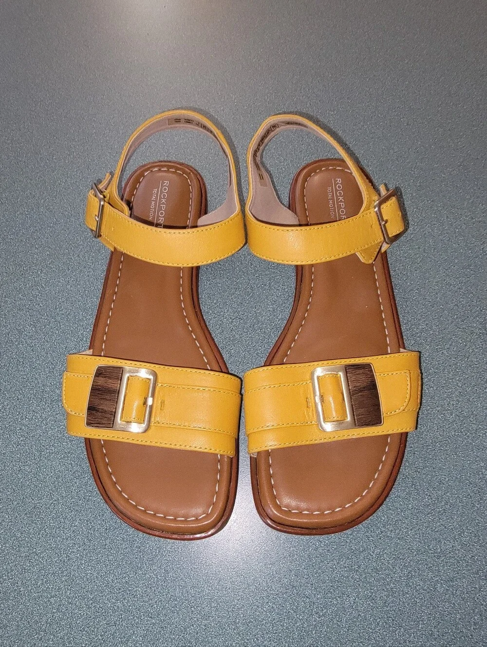Rockport Total Motion Yellow Leather Sandals Size 8.5